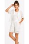 Girl's Scalloped Button Closure Shirt, Scalloped Lined Shorts, Slim Fit T-Shirt, White Color Three-Piece Set - 2