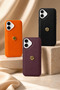 iPhone 17 Compatible Leather Textured Phone Case with Gold Rose Detail - 8