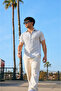 Men's Trendy Polo Collar Slim Fit Textured Gray Shirt - 4