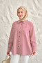 Women's Double Pocket Detail Striped Shirt Burgundy
