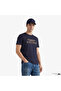 Men's Regular Fit Logo Embossed Round Neck Cotton Short Sleeve Navy Blue T-Shirt