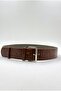 Women's Crocodile Tan Leather Thick Belt with Nickel Buckle, Matching with Pants, Dresses, and Jackets - 3