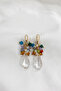 Colorful Crystal Earrings with Drop Crystal Stones and Fringes 5 Cm. - 2