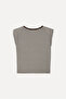 Women's Brown Striped Crew Neck T-Shirt - 2