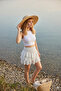 Polka Dot White Women's Wrinkled Mykonos Layered Mini Skirt - 3