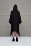 Black Hooded Asymmetrical Oversize Long Dress 18274 - 6