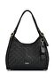 Women's Black Embossed Patterned Faux Leather Shoulder Bag - 3