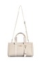 Women's Beige Logo Printed Adjustable Strap Faux Leather Shoulder Bag - 3
