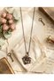 Bronze Vintage Long Chain Women's Necklace Authentic Jewelry Magnolia Model Medallion