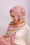 Floral Geometric Watercolor Pattern Double Sided Shawl - Pink Orange Green - 7