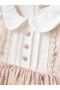 Baby Girl Dress with Bebe Collar and Scallop Decoration in Cotton - 3