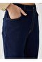 Lycra High Waist Denim Trousers - Navy Blue - - 5