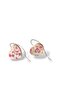 Wooden Heart Shaped Purple Pink Floral Pattern Printed Button Dangle Earrings - 3