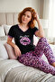 V-Neck Long Comfortable Cotton Pajama Set 41705 Purple