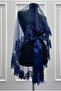Navy Blue Bridal Veil Set, Embellished with Sparkling Sequins and Crystal Glass Beads, Henna Night Veil 6 Pieces - 7