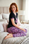 V-Neck Long Comfortable Cotton Pajama Set 41705 Purple - 3