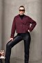 Double-Breasted Oversize Jacket Bordo 8278 - 3