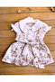 Eid Retro Floral Summer Baby Collar Short Poplin Baby Dress - Brown - 3
