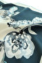Stone Navy Blue Leaf Patterned Silk Scarf - 2