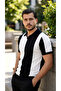 Men's Short Sleeve Polo Collar Block Print Knitwear Blouse - 2