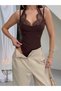 Women's Brown Lace Detail Body - 3