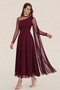Women's Long Sleeve Semi-Turtleneck Tulle Detailed Long Sandy Dress - 3