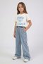 Girl's Floral Embroidered T-Shirt Blue 4-9 Years - 2