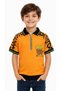 Boy's Never Give Written Polo Collar T-Shirt with Zipper Closure at the Collar in Orange Color - 2