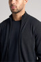 Men's Stand Collar Black Coat with Zipper Closure and Pocket Detail - 3