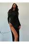 Women's Black Backless Slit Long Dress – Azalea Model Stylish and Fit Design - 5