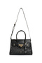 Women's Black Faux Leather Adjustable Strap Zippered Shoulder Bag - 4