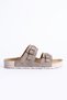 Women's Suede Look Double-Strapped Buckle Anatomical Sole Slippers - 2