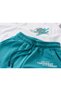Boy's Ecru Color Water Green Shorts Set 100% Cotton with Pockets Adjustable Waist Summer Comfortable 2-Piece Set - 4