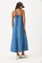 Women's Maxi Length Med Blue Jean Dress with Back Detail 100% Cotton - Med Blue - 7