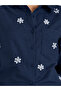 Navy Blue Embellished Cotton Shirt - 3