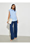 Blue Striped Sleeveless Shirt with Shoulder Pads - 2