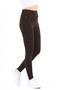 Women's Brown Color Pants-Looking Slimming Stretchy Leggings with Back Pockets - 4