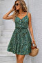 Women's Rope Strap V-Neck Buttoned Mini Patterned Summer Dress - 2