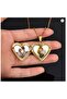 Gold Color Heart Patterned Women's Memory Necklace 316L Stainless Steel Openable Gift Necklace - 4