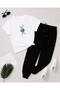Moon Print Detailed T-Shirt Tracksuit Set