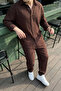 Sonora 100% Cotton Brown Oversize Crinkle Men's Top and Bottom Set - 2