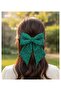 Retro Design Chiffon Bow Automatic Hair Clip - Dark Green Spotted Hair Clip - 2