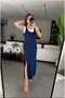 Women's Two-Piece Inside Mini Length Tank Top Thin Straps Deep Slit Dress - 8