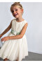 Girl's Embroidered Tulle Dress Ecru - 03919