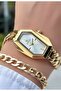 Rectangular Women's Wristwatch - Adjustable Chain Steel Band - Comes with Bracelet Gift - 5