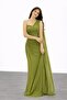 Sleeve Detailed Half Strapless Evening Dress 9811 - 4
