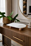Marble Patterned Concrete Presentation Tray with Wooden Legs and Oil Pot Base