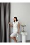 Women's Lace Detailed Degaje Collar Zero Sleeve Short Evening Dress - 3