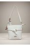 Women's White Scarf Hand and Shoulder Bag - Buckle Detailed, Crossbody Baguette Bag