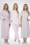 Women's Floral Patterned 4-Piece Large Size Long and Short Sleeve Set Dressing Gown-Nightgown-Pajama (Buttoned through) Set %100 Cotton